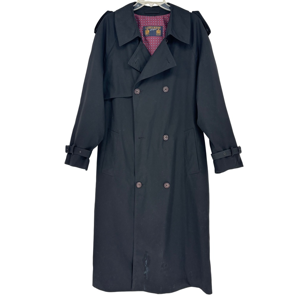 Alexandre of England Blk Trench Coat Double Breast Long Mens 3X Classic Overcoat